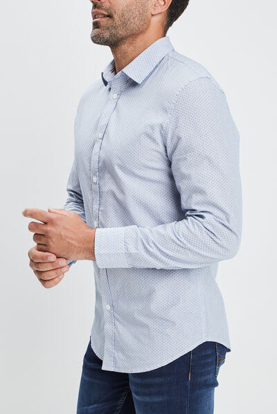 Chemise droite manches longues blanc homme