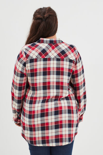 Chemise manches longues fluide rouge femme grande taille