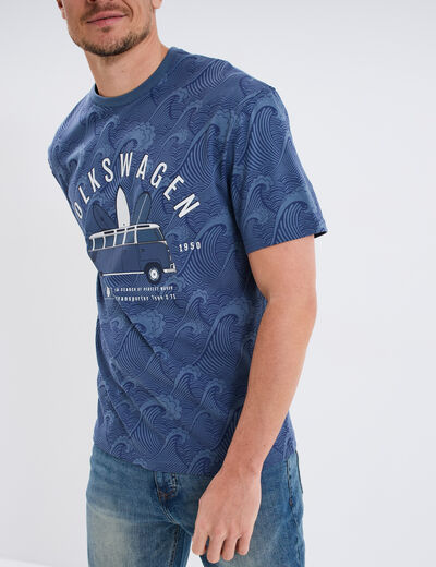 T-shirt manches courtes coton Volkswagen bleu homme