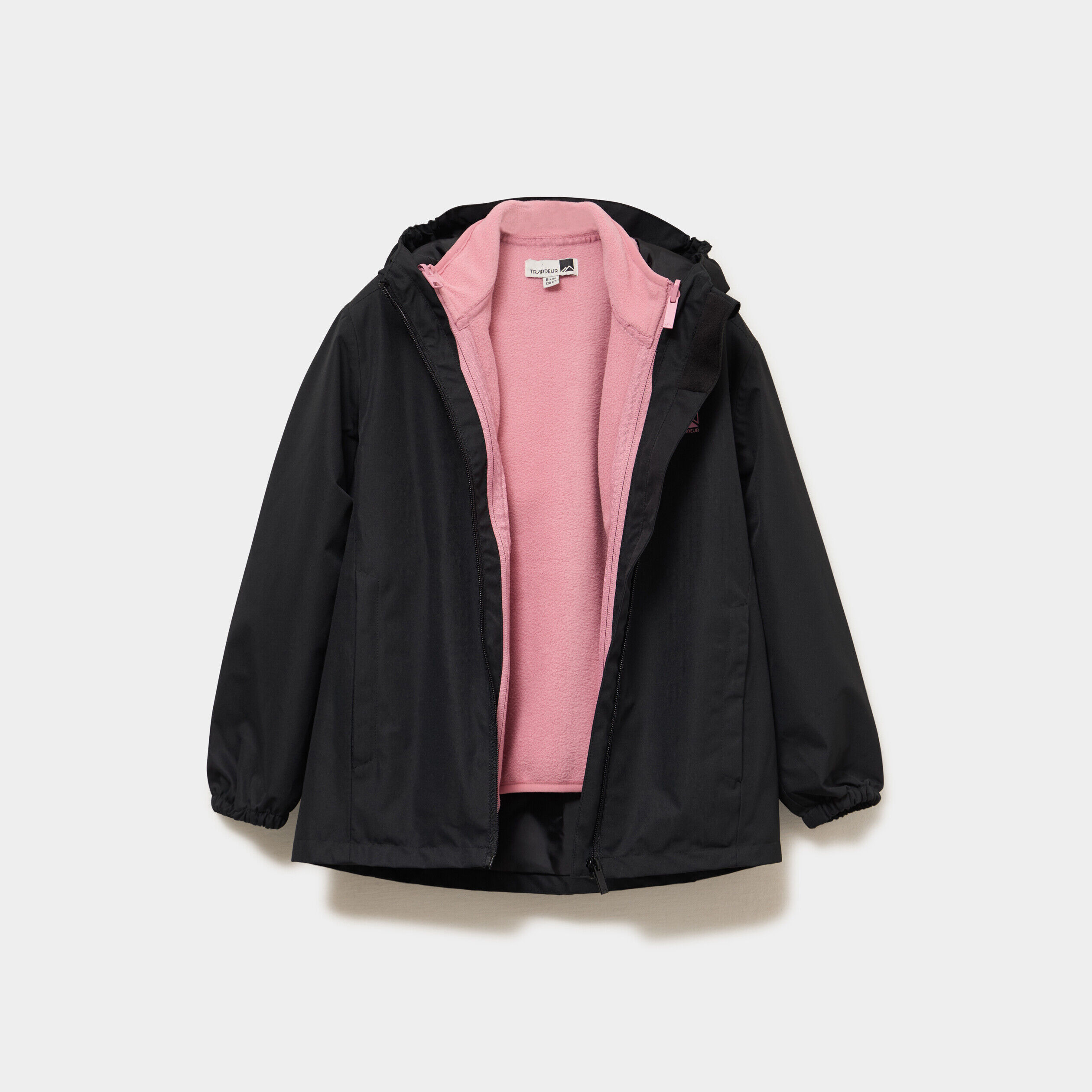 Parka 3-en-1 à capuche imperméable noir fille