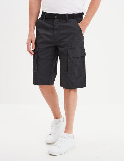 Bermuda cargo côtelé ceinturé Trappeur gris foncé homme