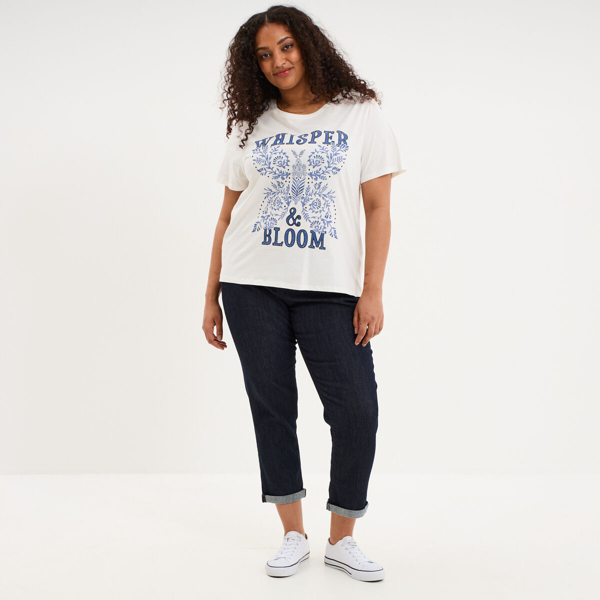 Jean chino cigarette avec ceinture denim brut femme grande taille