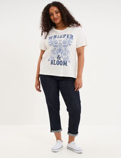 Jean chino cigarette avec ceinture denim brut femme grande taille