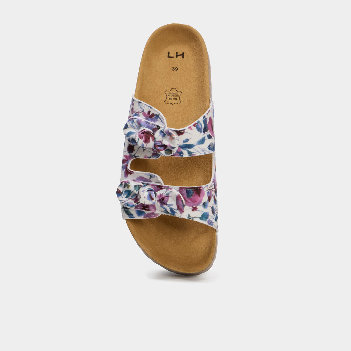 Mules brides &agrave; scratchs violet femme