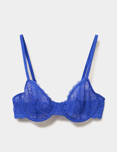 Soutien-gorge embo&icirc;tant dentelle bleu electrique femme