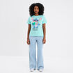 T-shirt col rond manches courtes Stitch vert turquoise femme