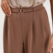 Pantalon &agrave; pinces large fluide marron clair femme