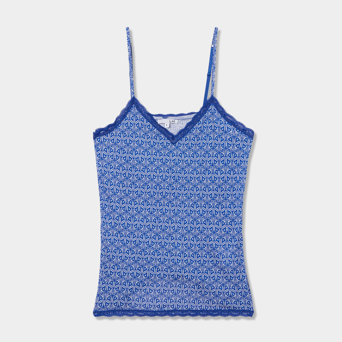 Haut de pyjama débardeur col V bleu roi femme