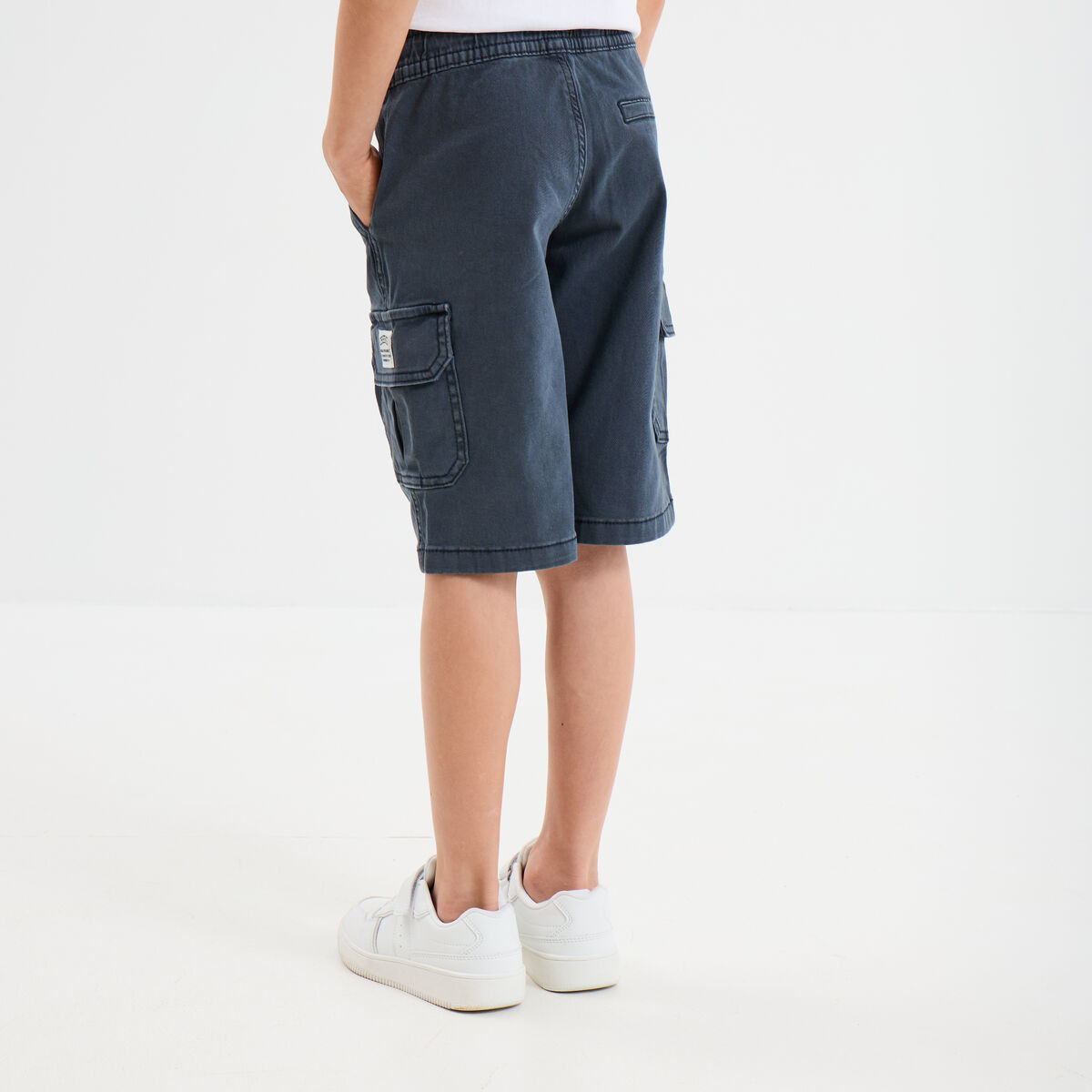 Bermuda cargo coton bleu marine garçon