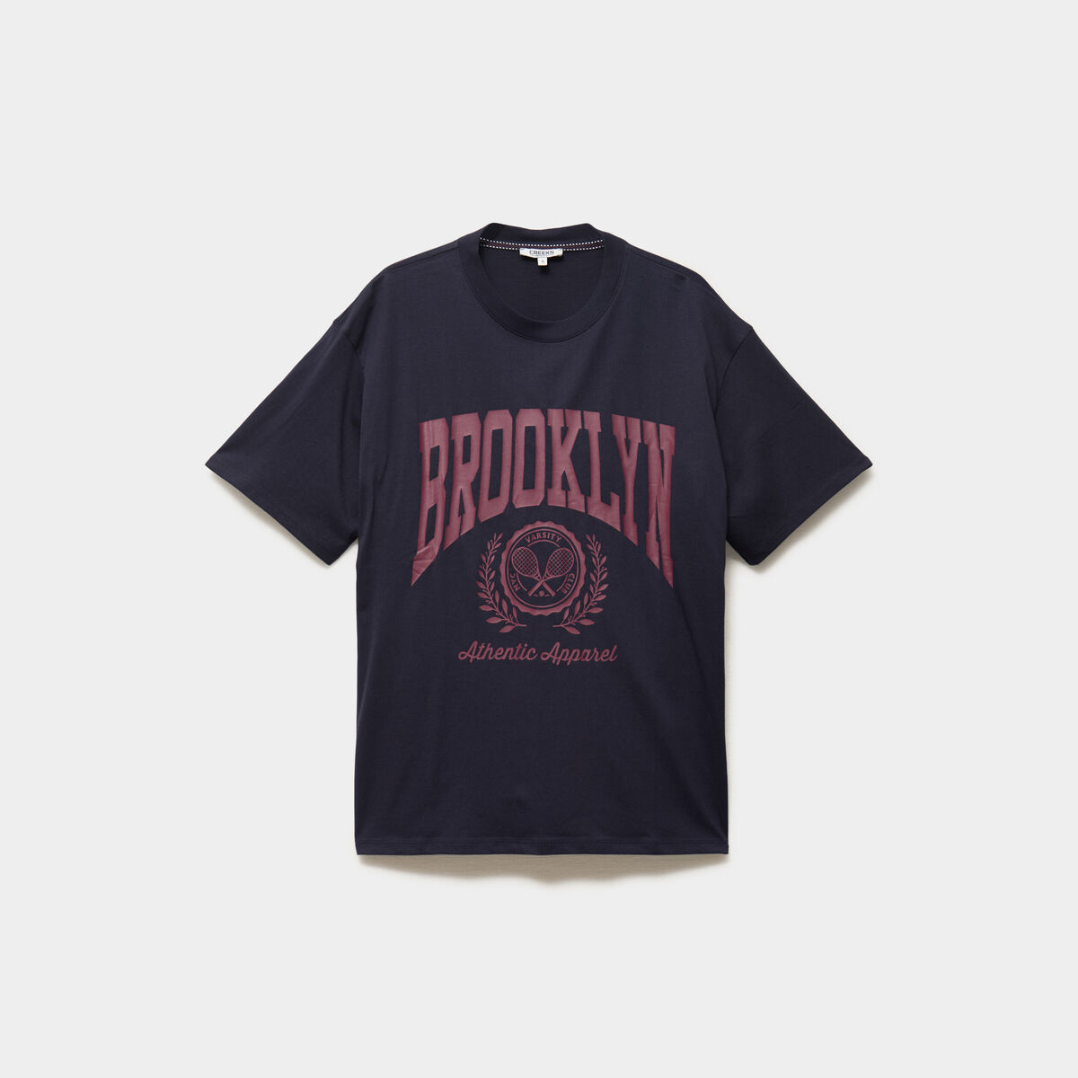 T-shirt oversize manches courtes coton bleu fonc&eacute; femme