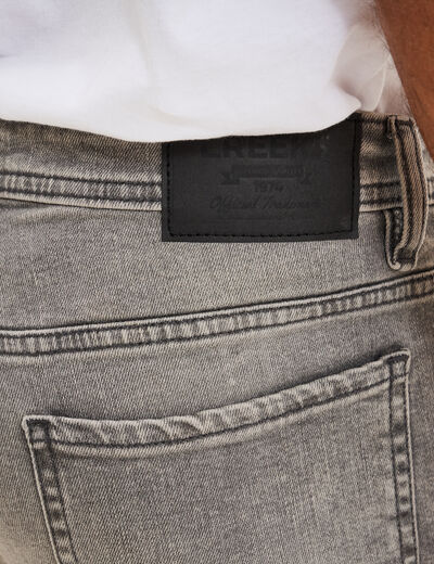Jeans denim straight 5 poches denim gris homme