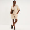 Chemise dos smock&eacute; manches courtes beige femme