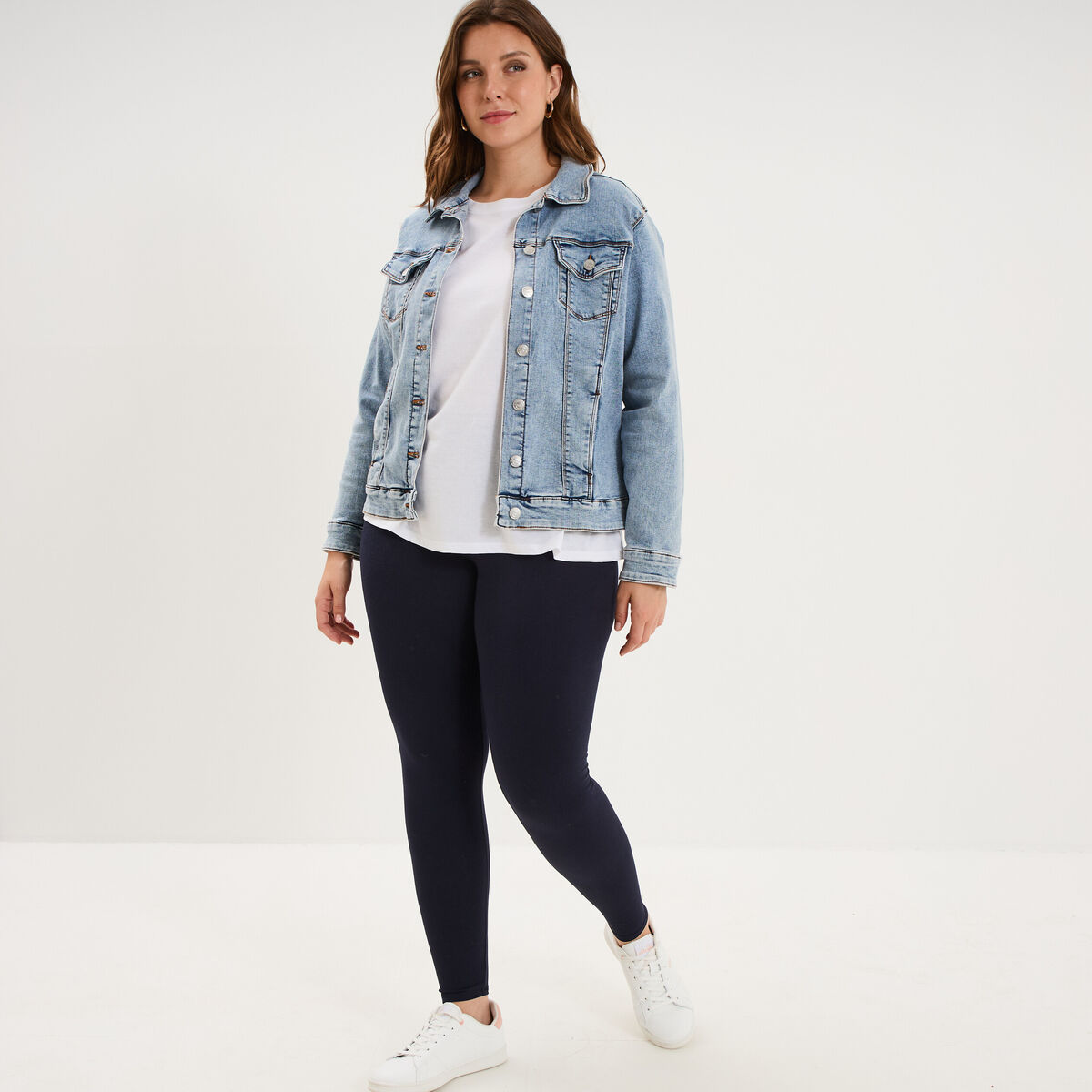 Legging avec taille &eacute;lastiqu&eacute;e bleu marine femme grande taille