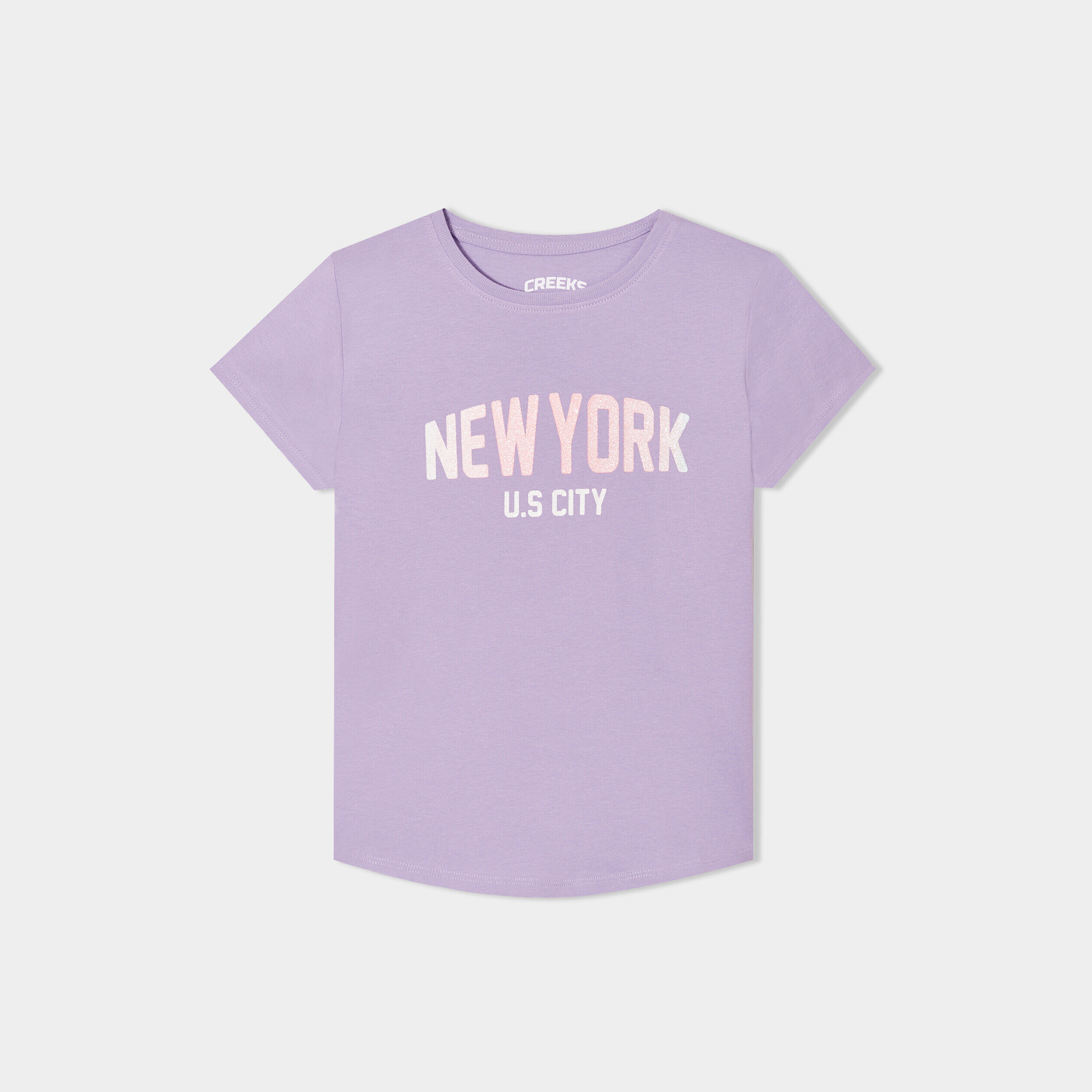 T-shirt coton manches courtes Creeks mauve fille CREEKS