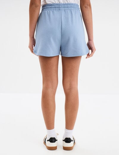 Short de jogging taille élastiquée bleu clair femme