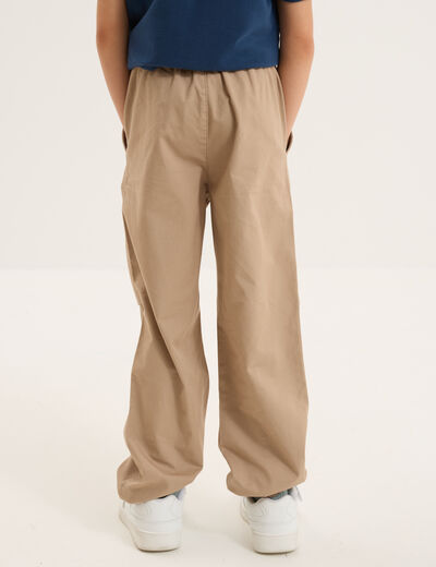 Pantalon battle taille élastiquée coton marron garçon