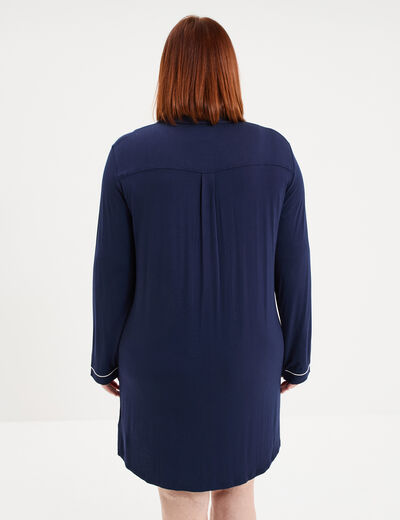 Chemise de nuit liquette boutonn&eacute;e bleu marine femme grande taille