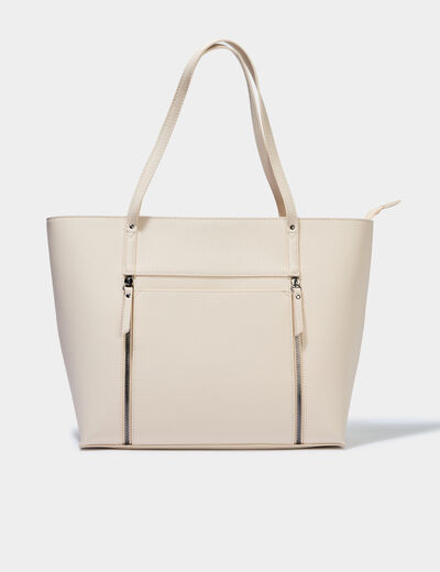 Sac cabas trap&egrave;ze sable femme