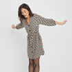 Robe droite fluide manches 3/4 noir femme