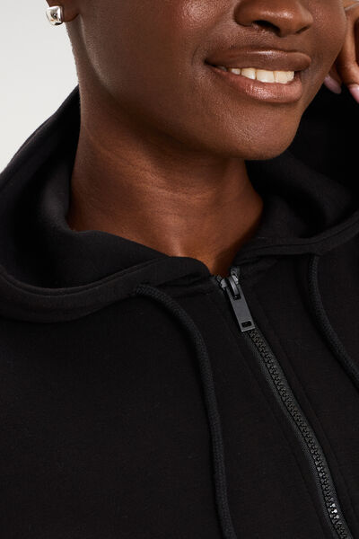 Sweat zipp&eacute; &agrave; capuche noir femme