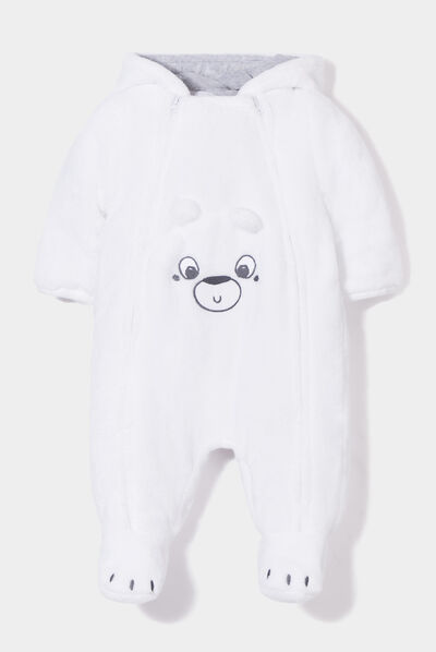 Combinaison à capuche zippée blanc bébé garçon