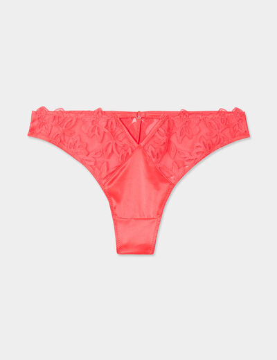 Tanga en dentelle rouge femme