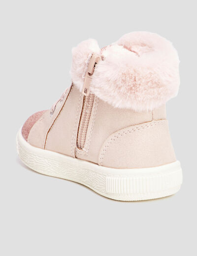 Baskets montantes fausse fourrure rose bébé fille