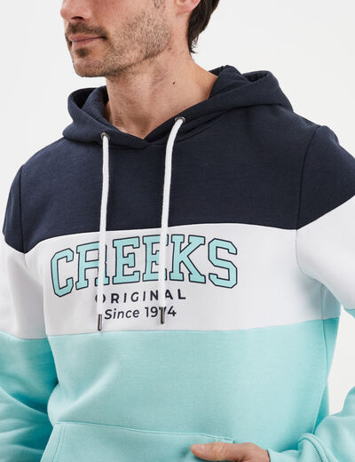 Sweat à capuche hoodie Creeks bleu turquoise homme