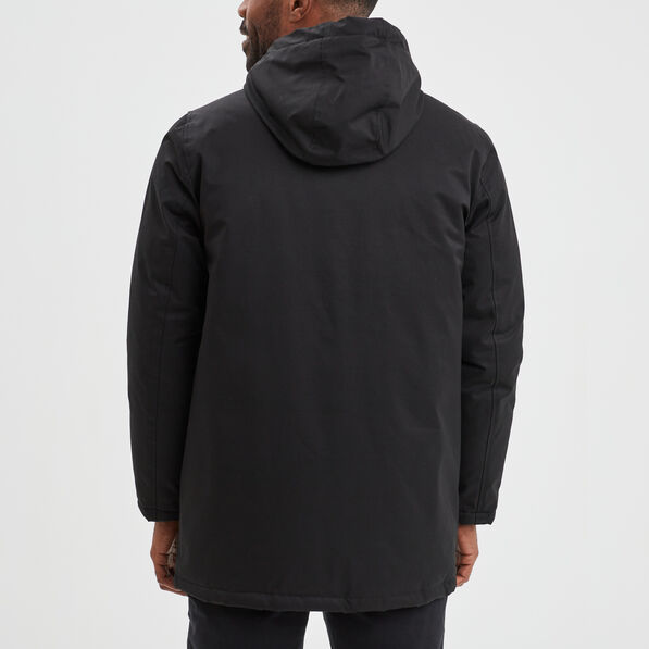 parka mi longue doublee a capuche noir homme Parka mi-longue doublée à capuche noir homme