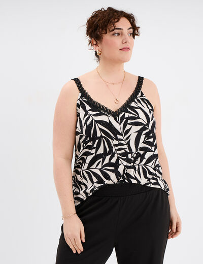 Débardeur dentelle au col ecru femme grande taille