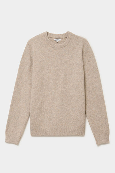 Pull col rond manches longues taupe homme