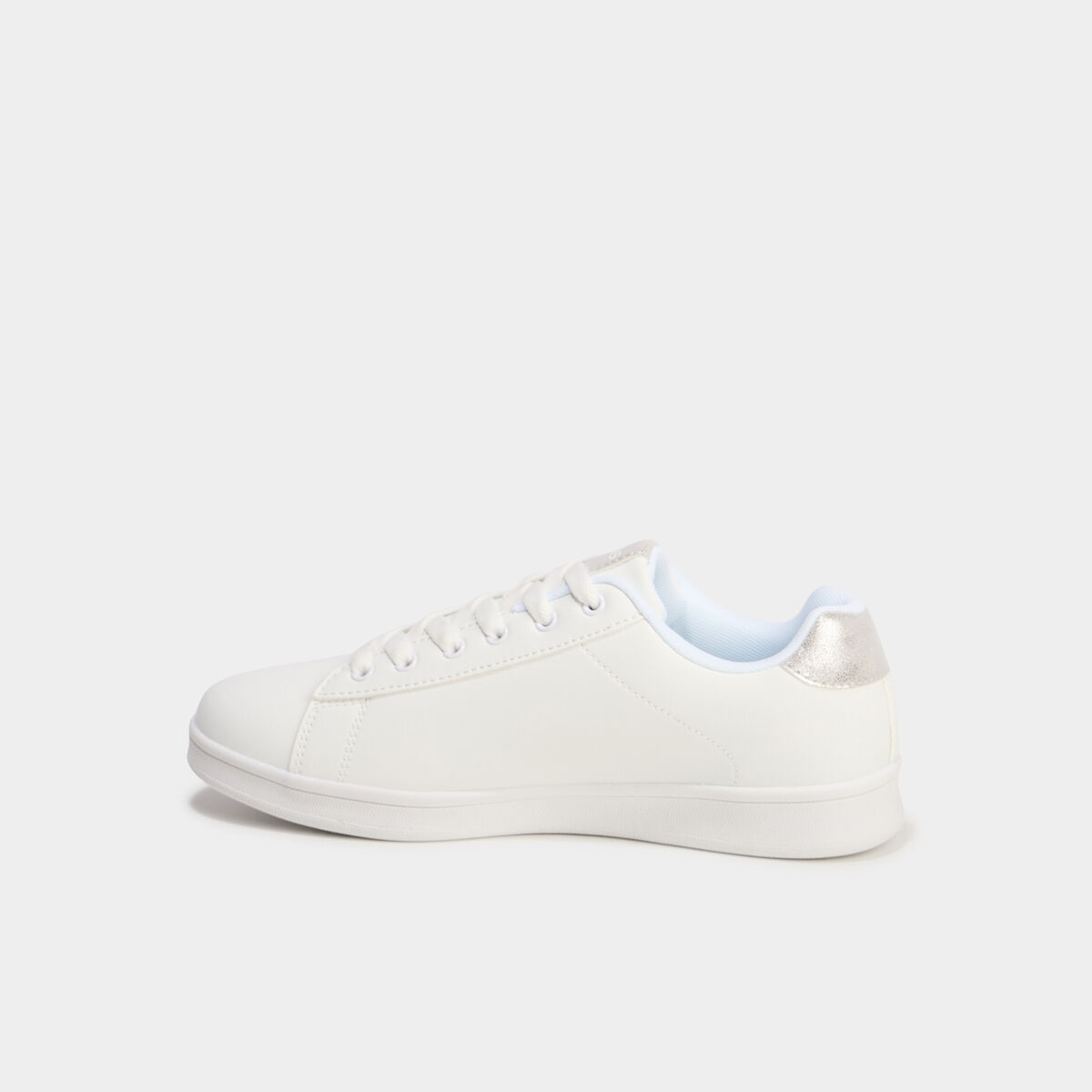 Tennis basses &agrave; lacets gris argent femme