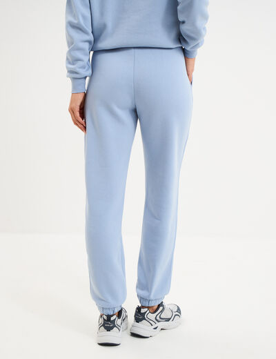 Pantalon jogging droit molleton bleu clair femme