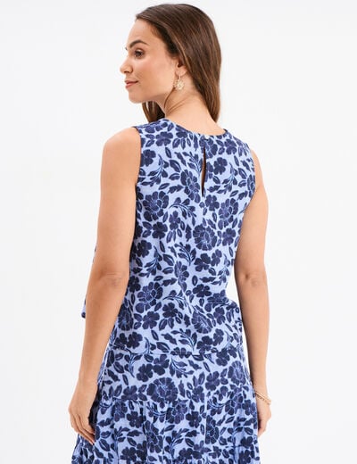 Blouse sans manches col rond bleu femme