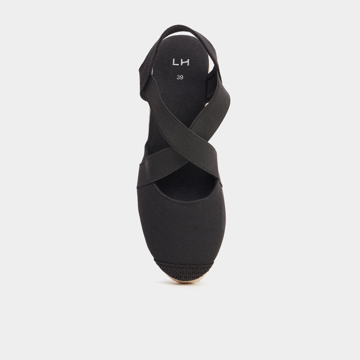 Sandales espadrilles compens&eacute;es noir femme