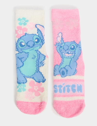 Lot 2 chaussettes d'int&eacute;rieur Stitch multicolore fille