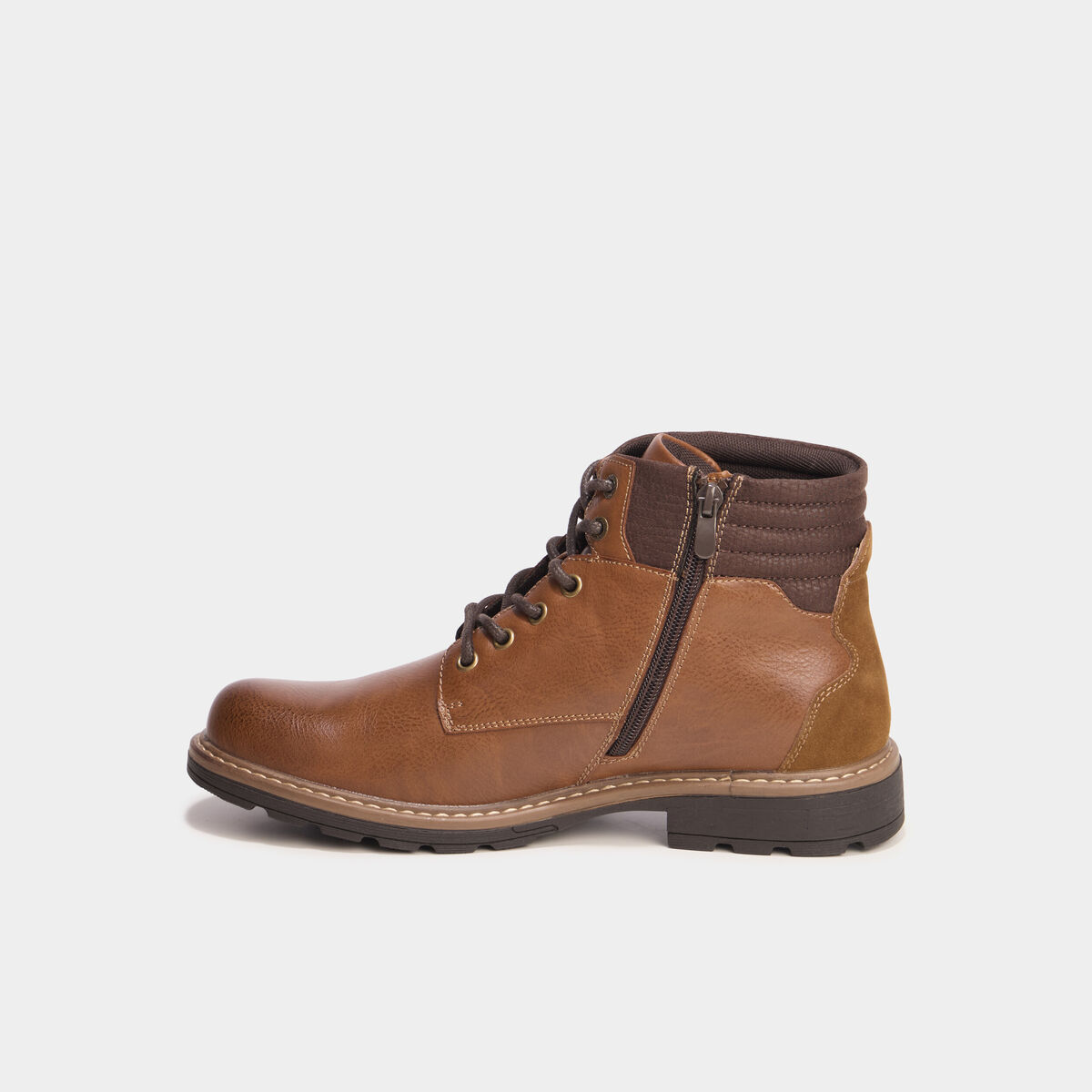 Bottines montantes crant&eacute;es zipp&eacute;es marron homme