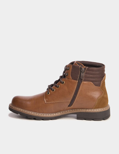 Bottines montantes crant&eacute;es zipp&eacute;es marron homme