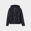 Veste biker &agrave; capuche amovible noir homme
