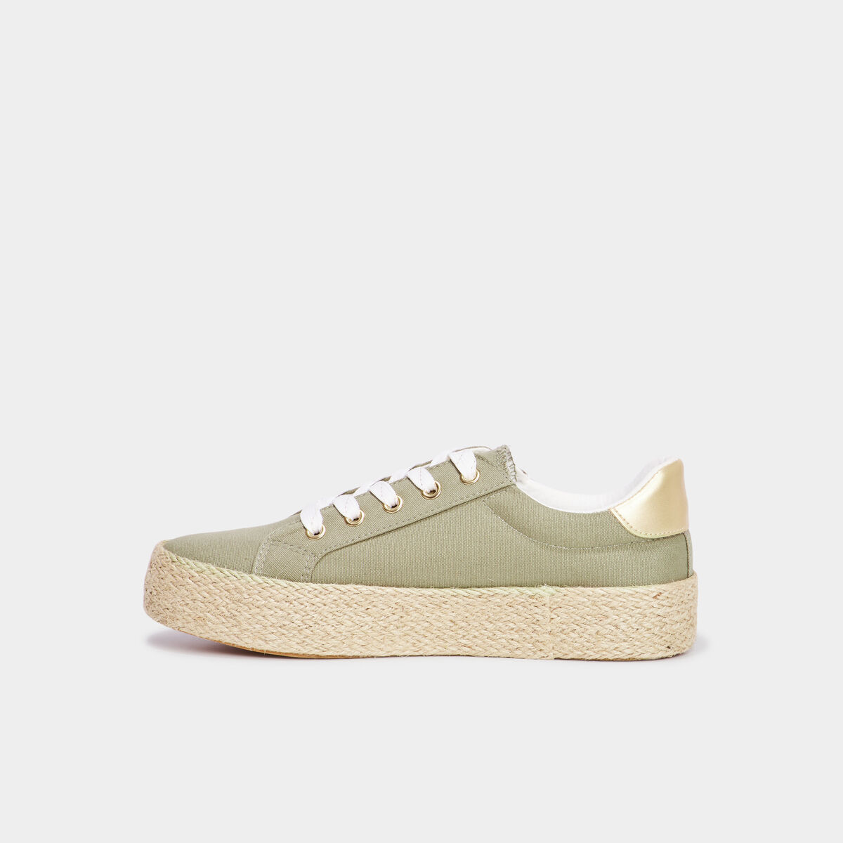 Tennis basses toile plateformes vert kaki femme