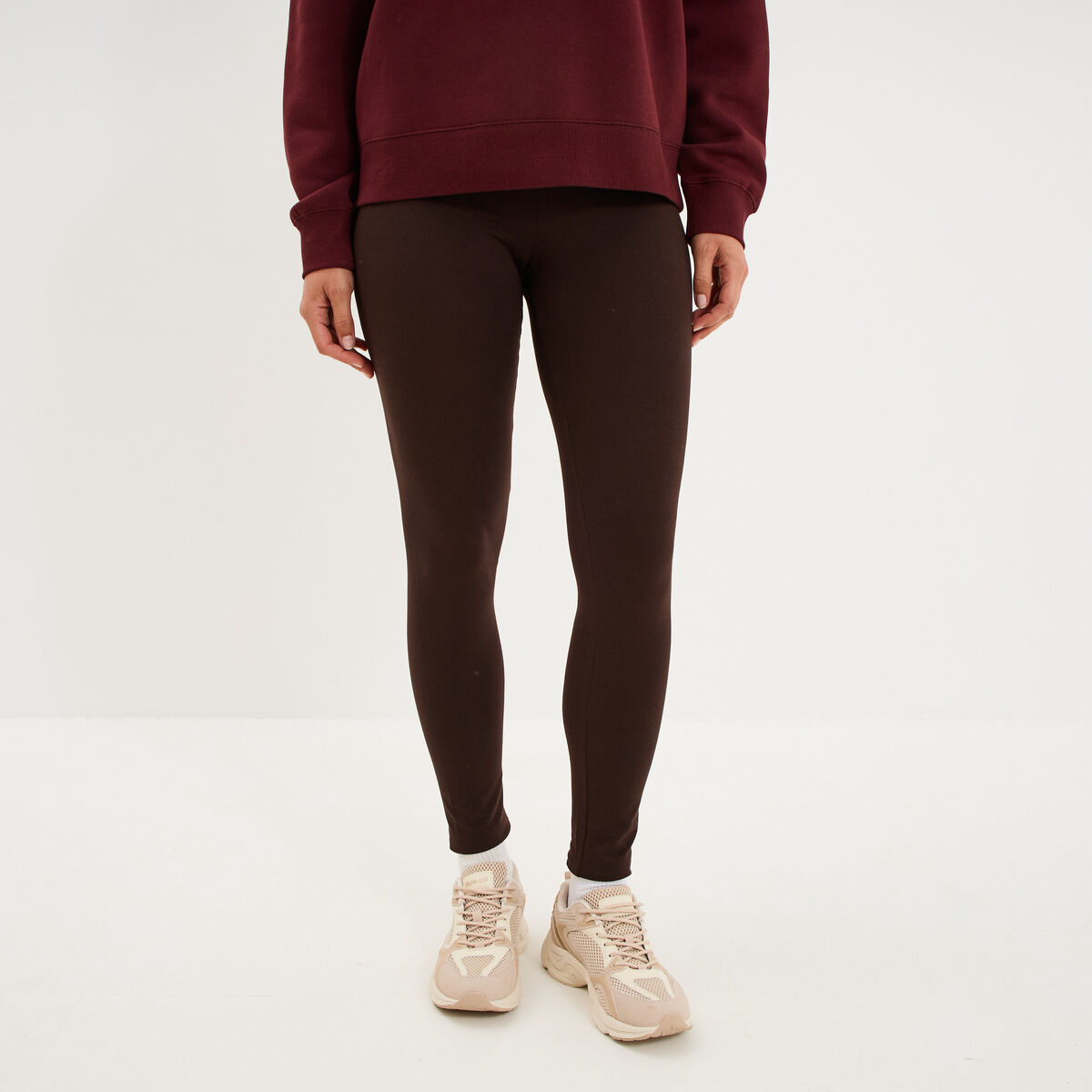Legging taille haute marron fonc&eacute; femme