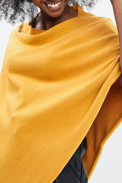 Poncho asymétrique jaune moutarde femme