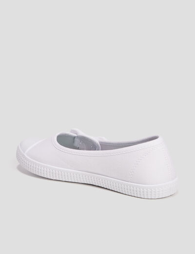 Ballerines en toile avec noeuds blanc femme