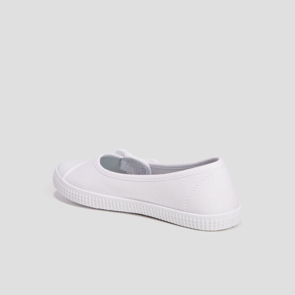 Ballerines en toile avec noeuds blanc femme