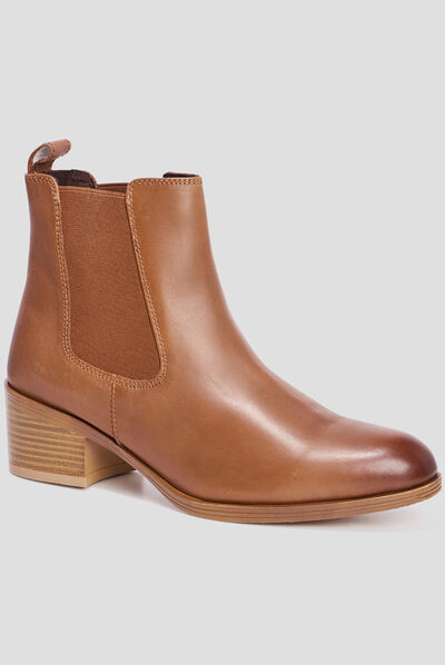 Bottines à talons en cuir marron femme