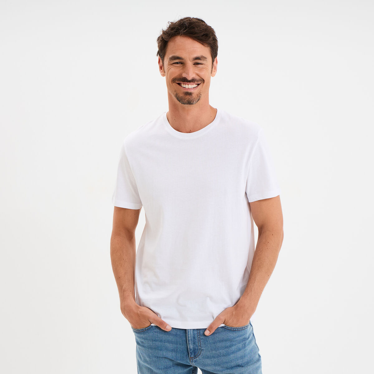 T-shirt en coton manches courtes blanc homme