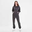 Pantalon jogging droit molleton gris foncé femme