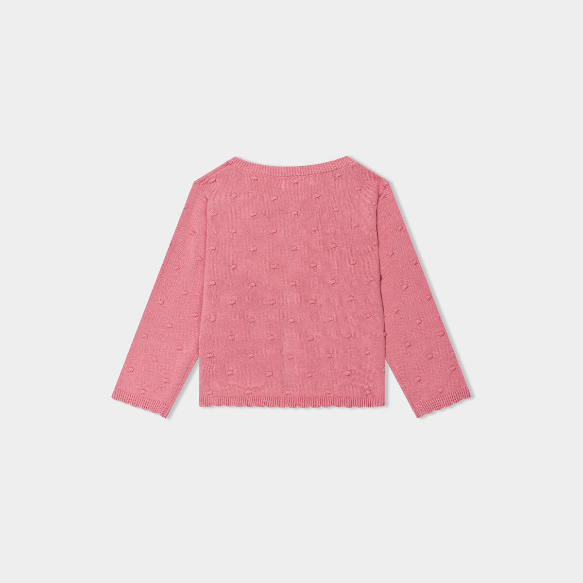 Gilet boutonné bord festonné coton vieux rose bébé fille