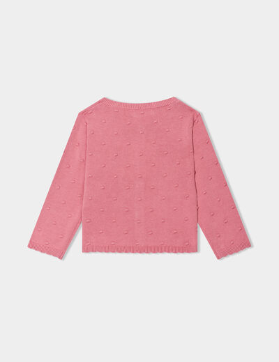 Gilet boutonné bord festonné coton vieux rose bébé fille