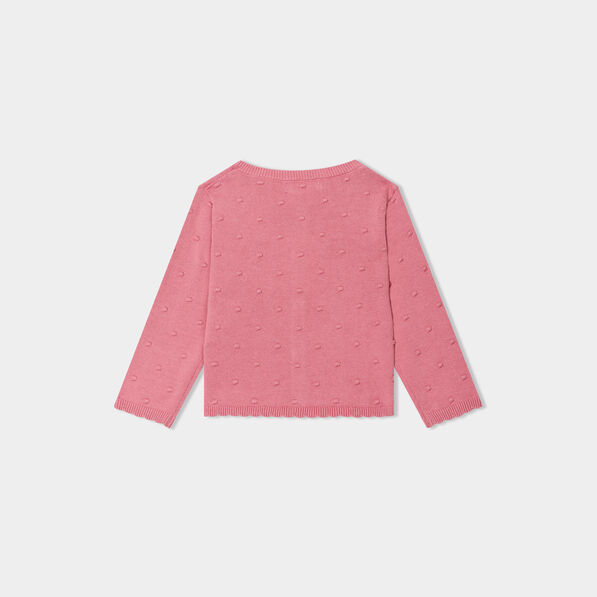 Gilet boutonné bord festonné coton vieux rose bébé fille